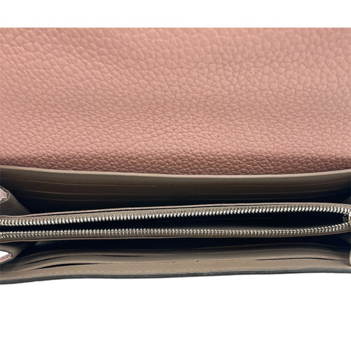 Capucines Pale Pink Wallet in Taurillon Leather, Silver hardware