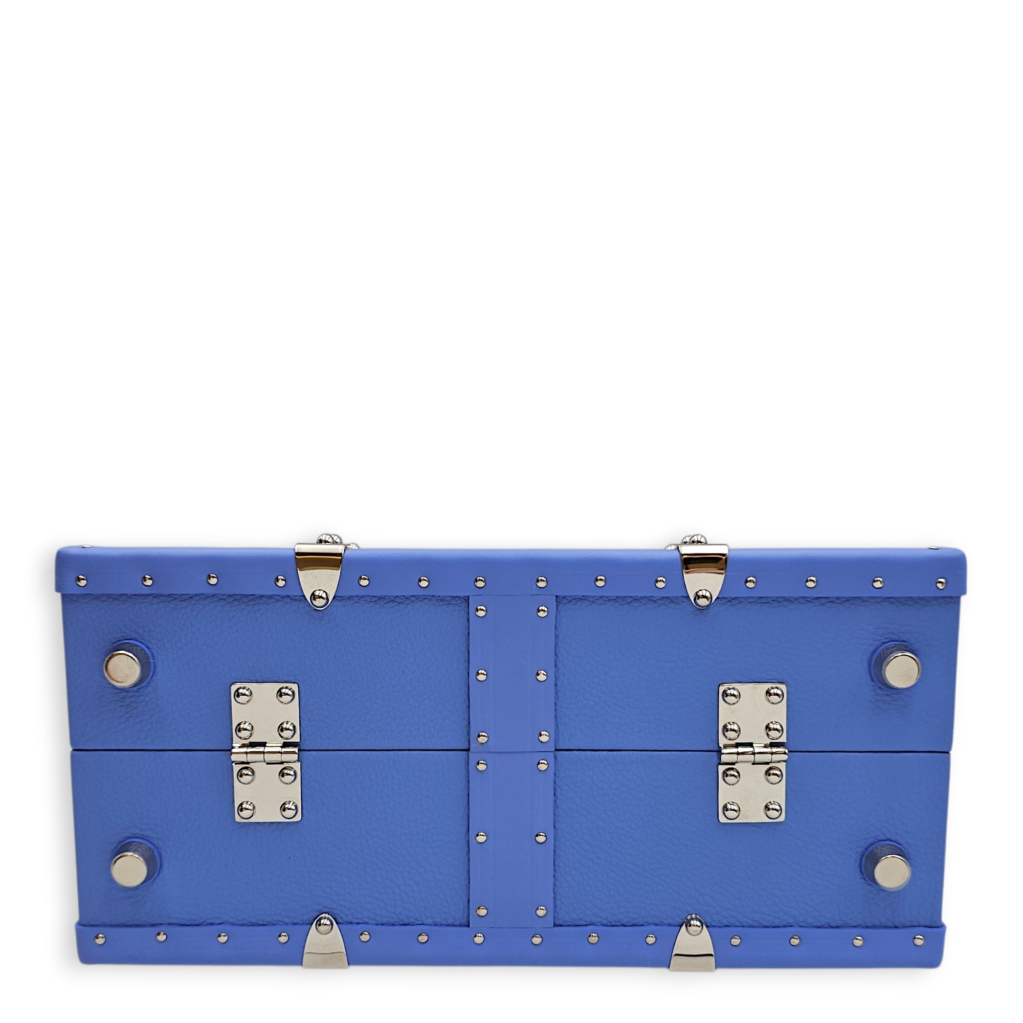 Saigon Marquetry Trunk Mini Iris Crossbody Bag in Calfskin, Silver hardware