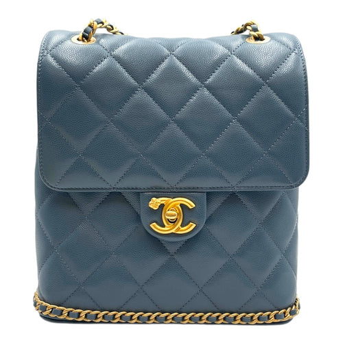 Quilted CC Baby Blue Backpack in Caviar Leather Gold hardware CL2512-17716 1