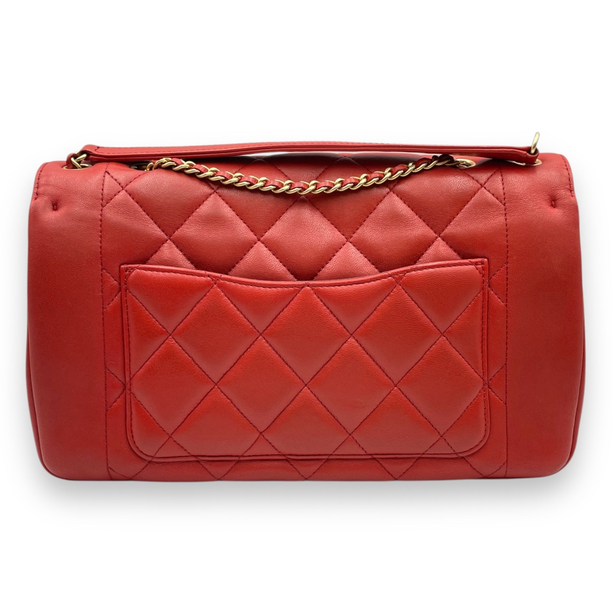 CC 15P Diana Reissue Red Flap Bag in Lambskin, Gold hardware