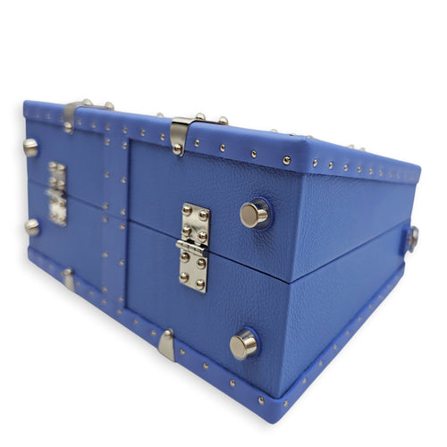 Saigon Marquetry Trunk Mini Iris Crossbody Bag in Calfskin, Silver hardware