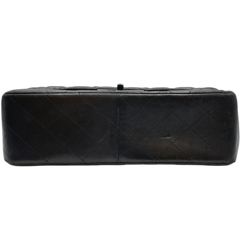 Quilted CC Classic Jumbo Black Double Flap Bag in Lambskin So Black hardware CL2512-17560 10