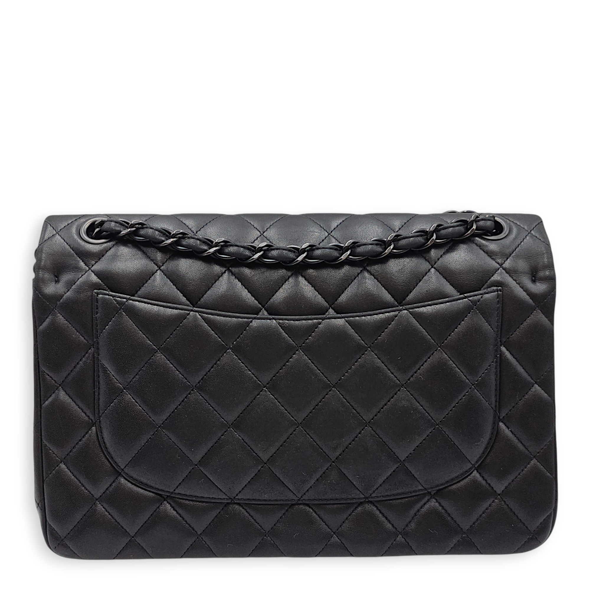 Quilted CC Classic Jumbo Black Double Flap Bag in Lambskin So Black hardware CL2512-17560 3