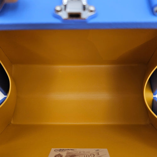 Saigon Marquetry Trunk Mini Iris Crossbody Bag in Calfskin, Silver hardware