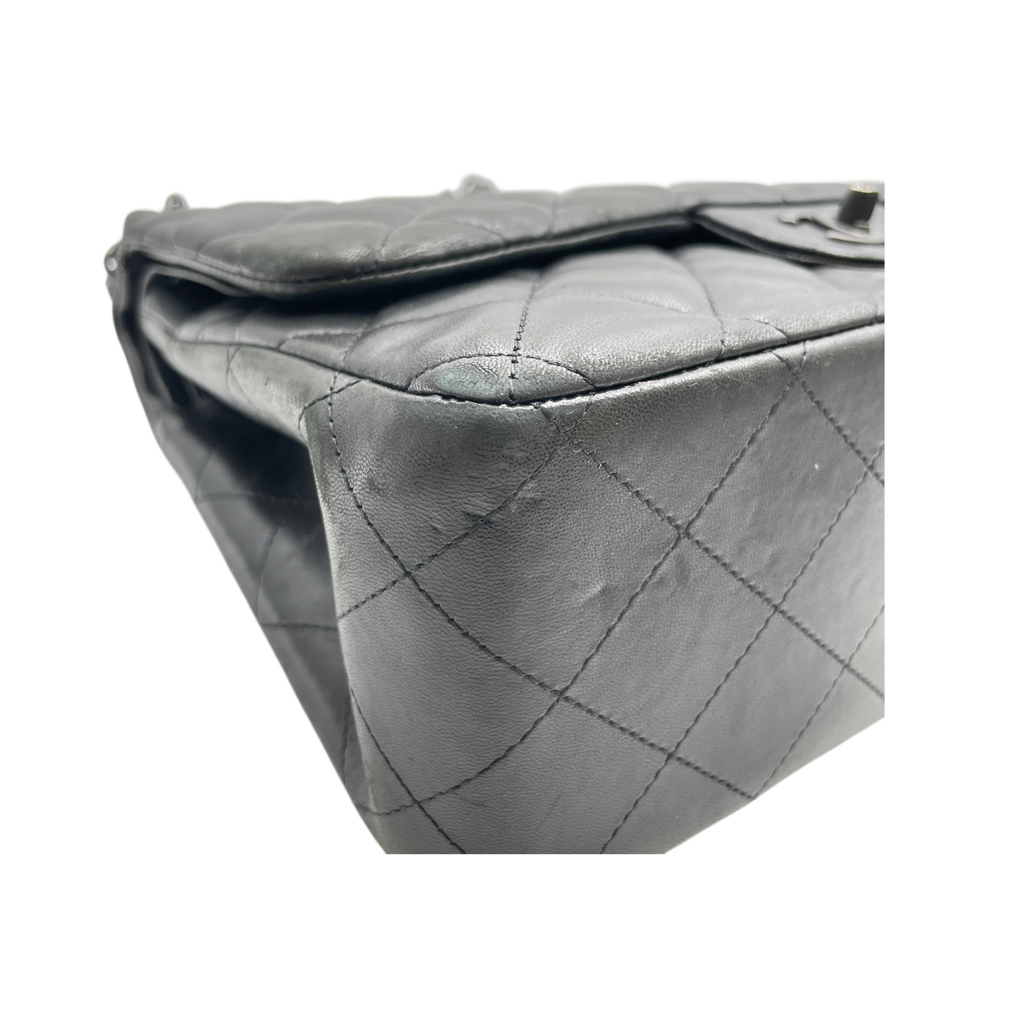 Quilted CC Classic Jumbo Black Double Flap Bag in Lambskin So Black hardware CL2512-17560 17