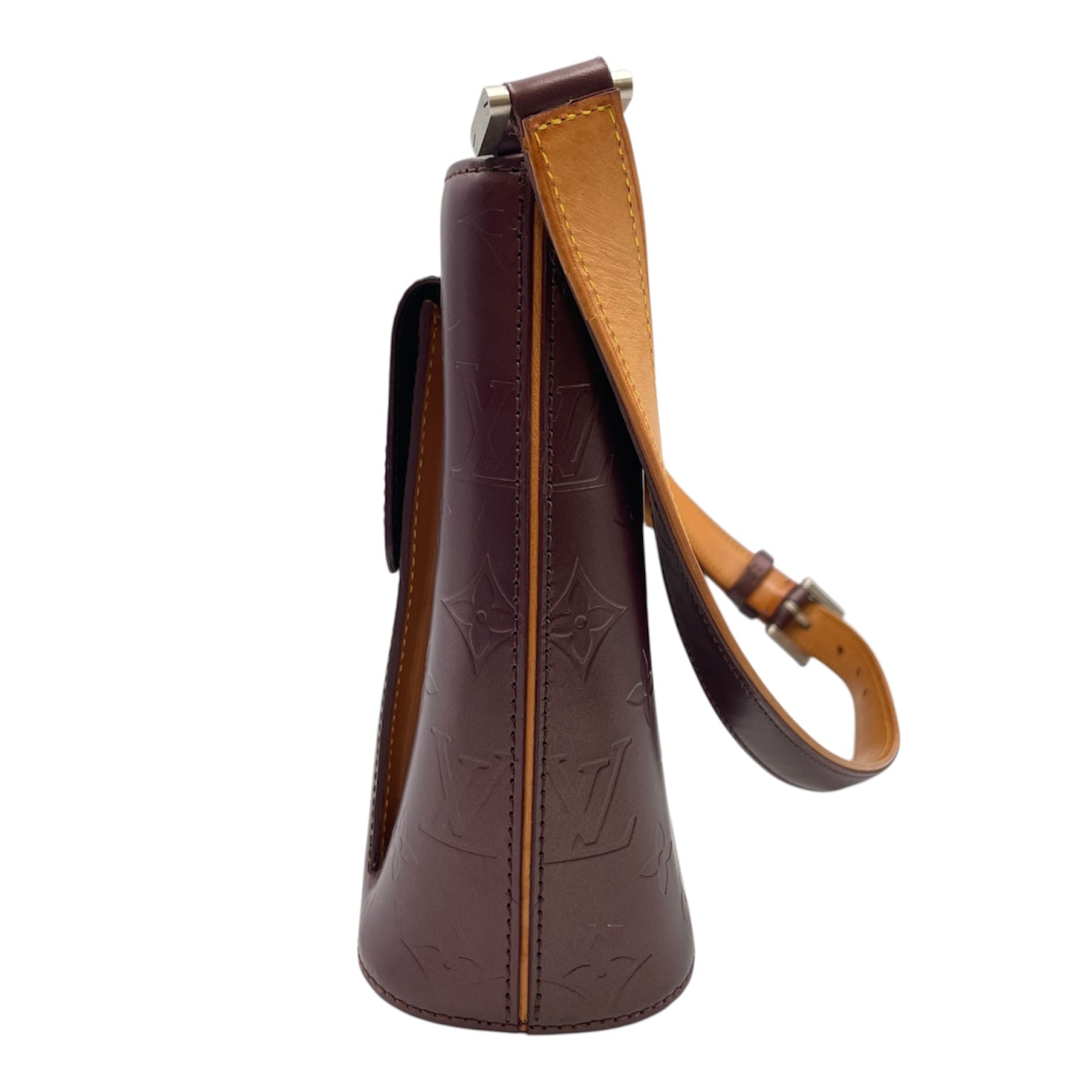 Monogram Mat Allston Burgundy Shoulder Bag in Matte Calf, Silver hardware