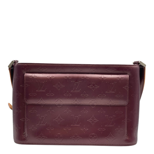 Monogram Mat Allston Burgundy Shoulder Bag in Matte Calf, Silver hardware