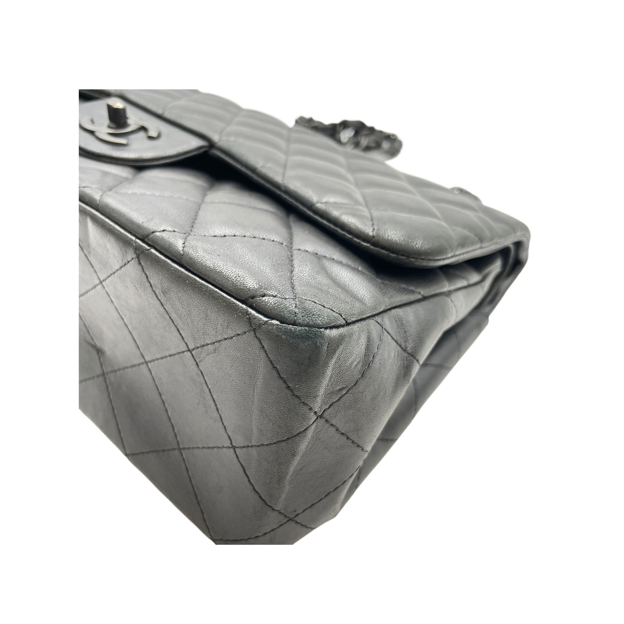 Quilted CC Classic Jumbo Black Double Flap Bag in Lambskin So Black hardware CL2512-17560 12