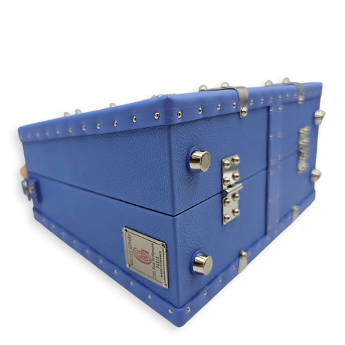 Saigon Marquetry Trunk Mini Iris Crossbody Bag in Calfskin, Silver hardware