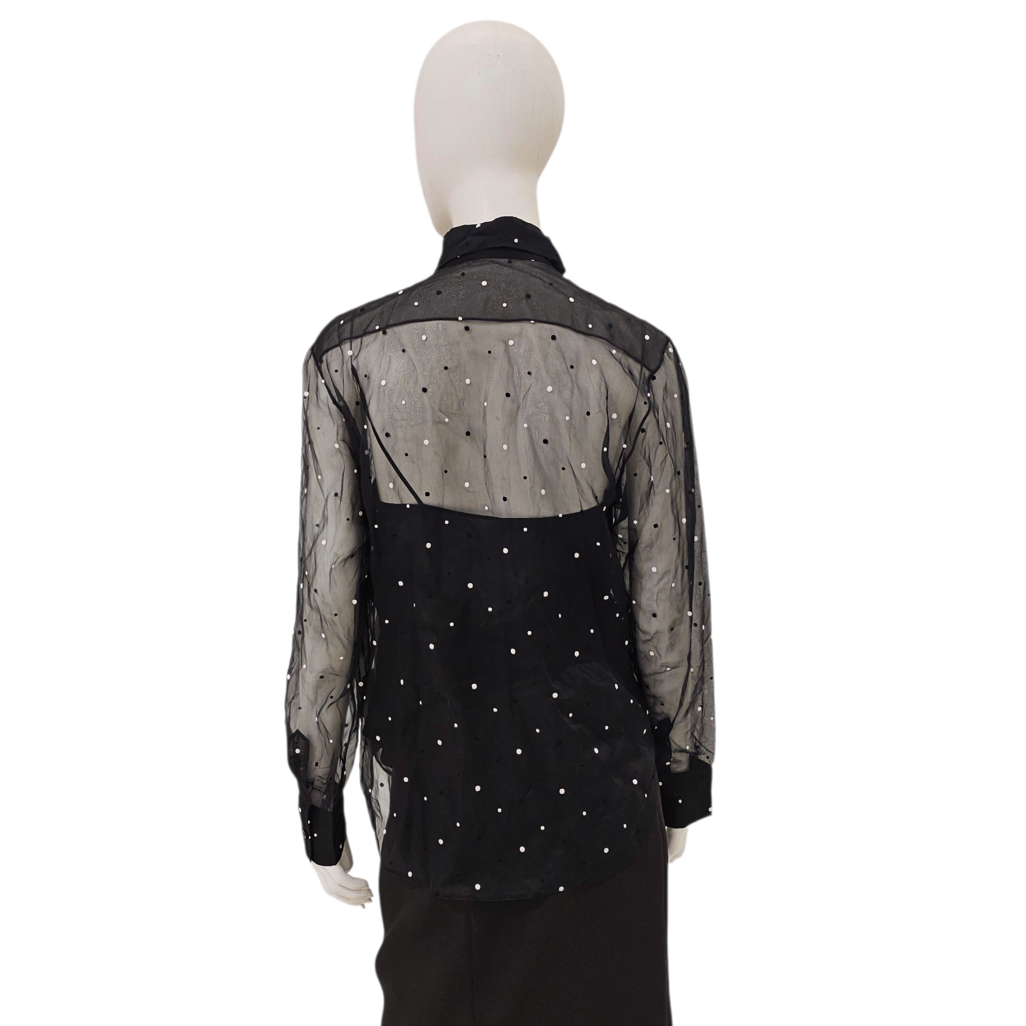 Polka Dot Long Sleeved Blouse 36 Black Ready-to-Wear