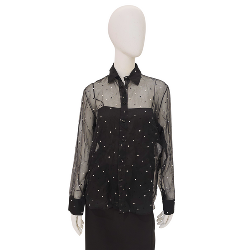 Polka Dot Long Sleeved Blouse 36 Black Ready-to-Wear