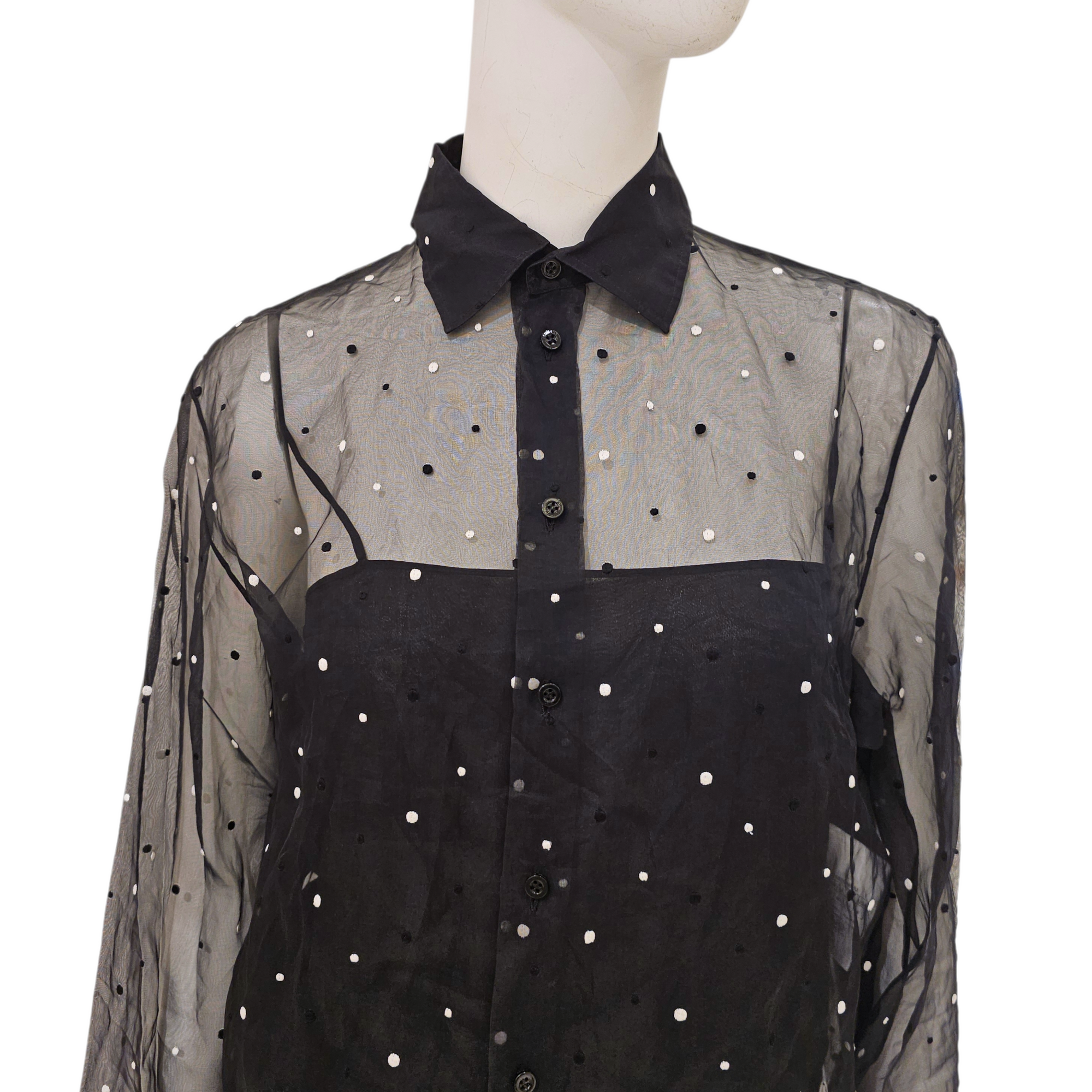 Polka Dot Long Sleeved Blouse 36 Black Ready-to-Wear