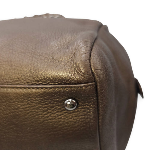 Timeless CC Chain Handle Bowler Metallic Bronze Shoulder Bag in Goat Leather, Silver hardware