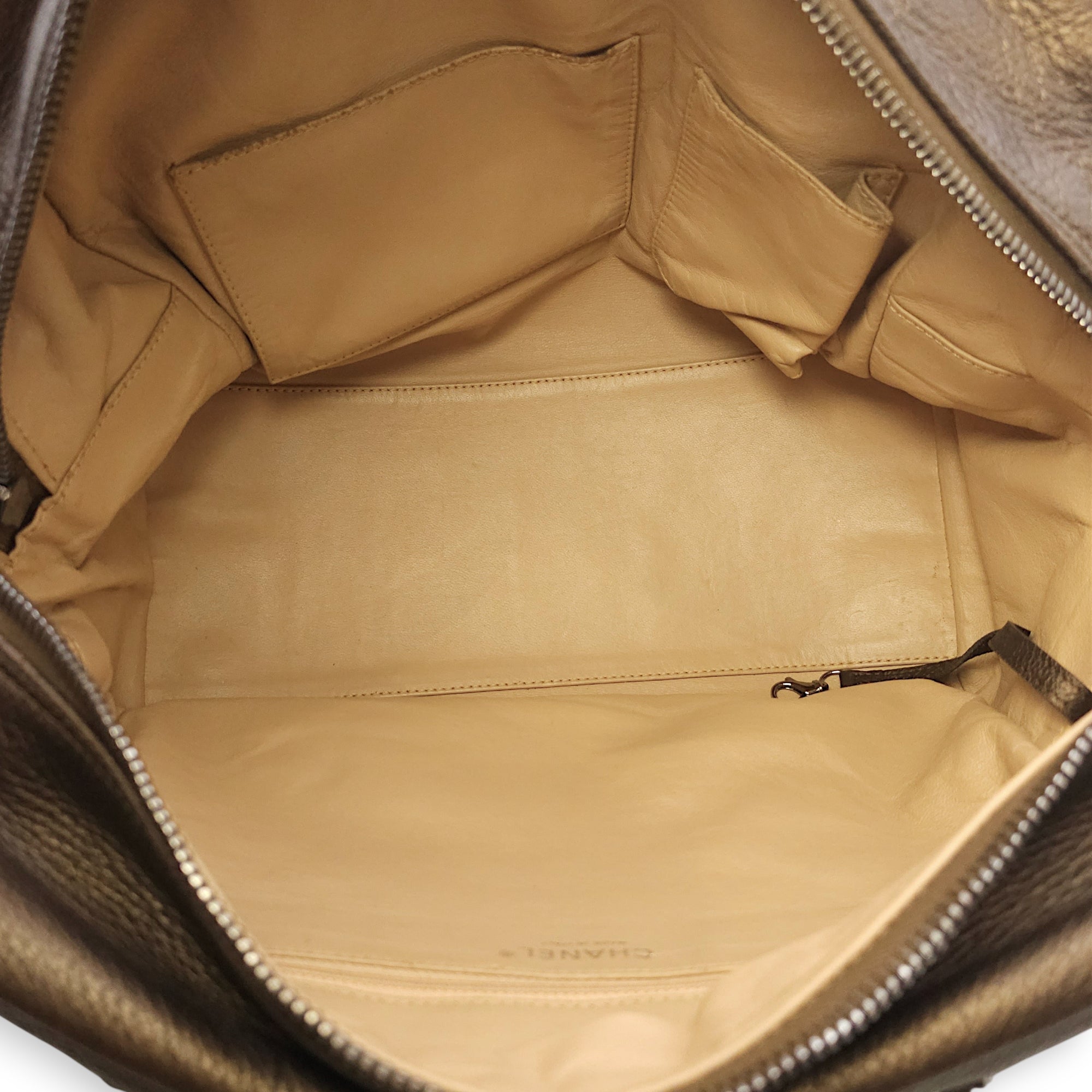 Timeless CC Chain Handle Bowler Metallic Bronze Shoulder Bag in Goat Leather, Silver hardware