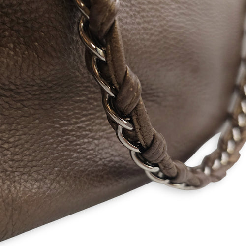 Timeless CC Chain Handle Bowler Metallic Bronze Shoulder Bag in Goat Leather, Silver hardware