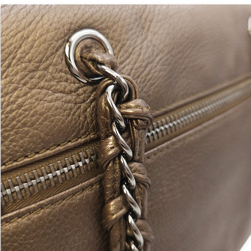 Timeless CC Chain Handle Bowler Metallic Bronze Shoulder Bag in Goat Leather, Silver hardware