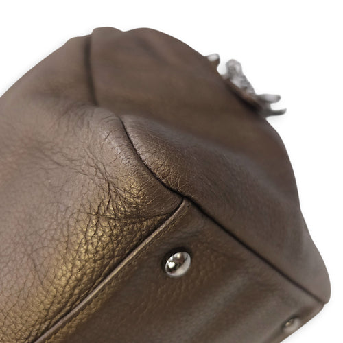 Timeless CC Chain Handle Bowler Metallic Bronze Shoulder Bag in Goat Leather, Silver hardware