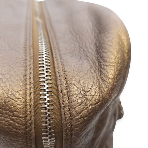 Timeless CC Chain Handle Bowler Metallic Bronze Shoulder Bag in Goat Leather, Silver hardware