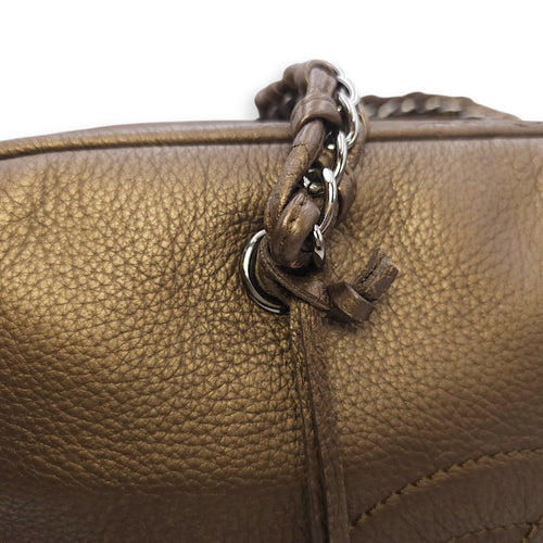 Timeless CC Chain Handle Bowler Metallic Bronze Shoulder Bag in Goat Leather, Silver hardware