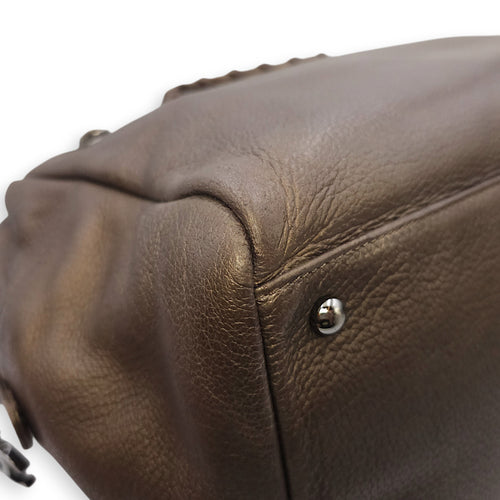 Timeless CC Chain Handle Bowler Metallic Bronze Shoulder Bag in Goat Leather, Silver hardware