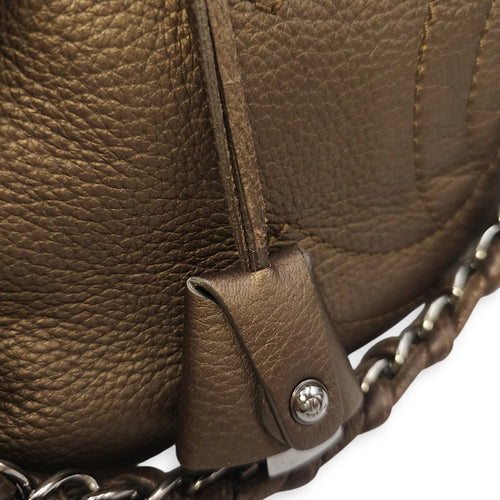 Timeless CC Chain Handle Bowler Metallic Bronze Shoulder Bag in Goat Leather, Silver hardware