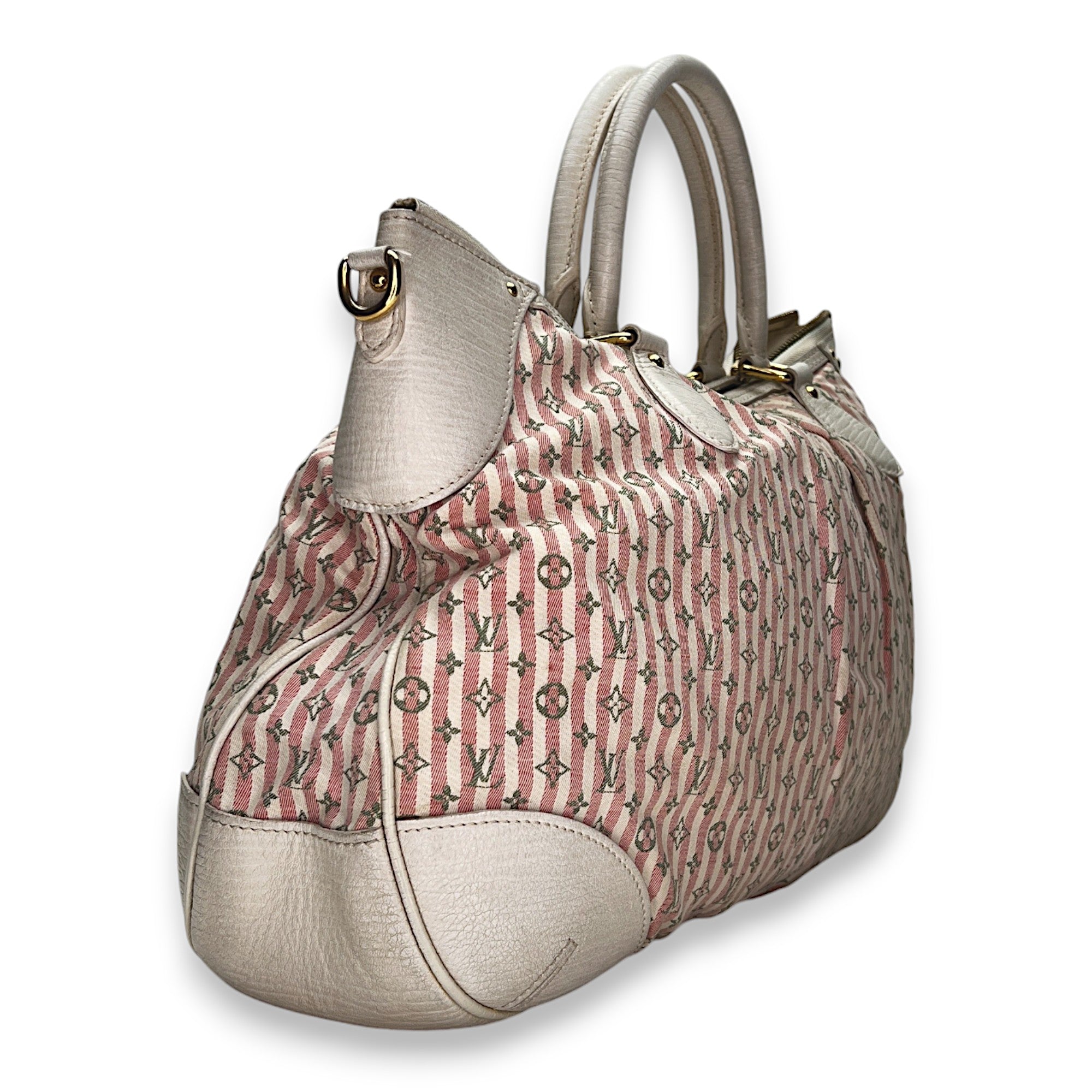 Mini Lin Croisette Marina GM Pink Top Handle Bag in Canvas, Gold hardware