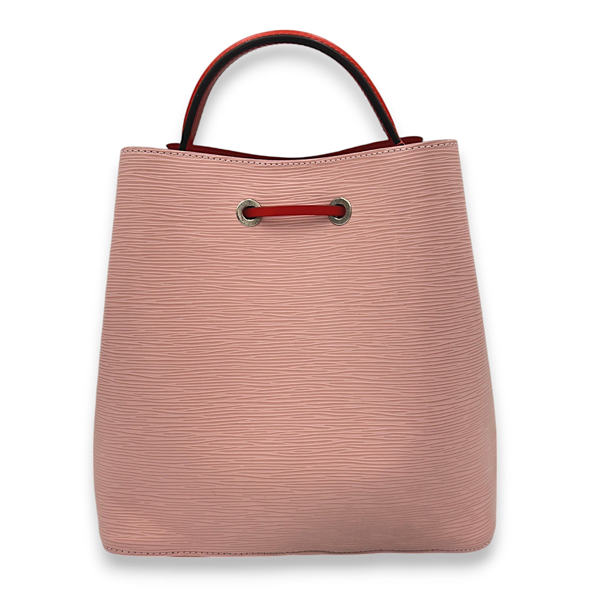 NeoNoe MM Pink Bucket Bag in Epi Leather, Silver hardware