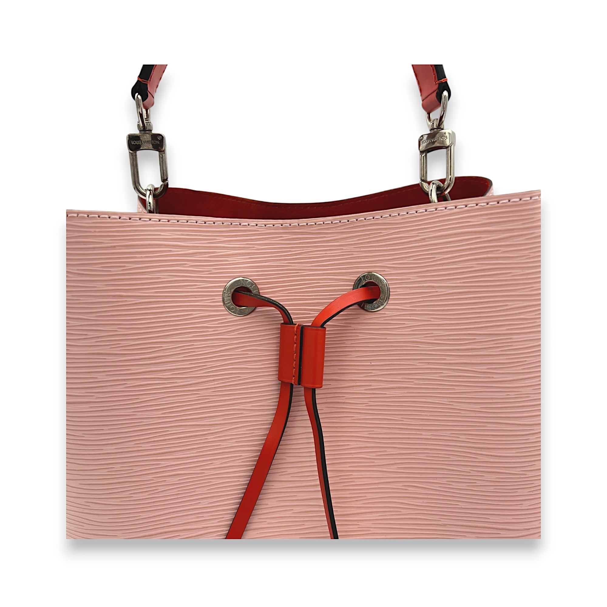 NeoNoe MM Pink Bucket Bag in Epi Leather, Silver hardware