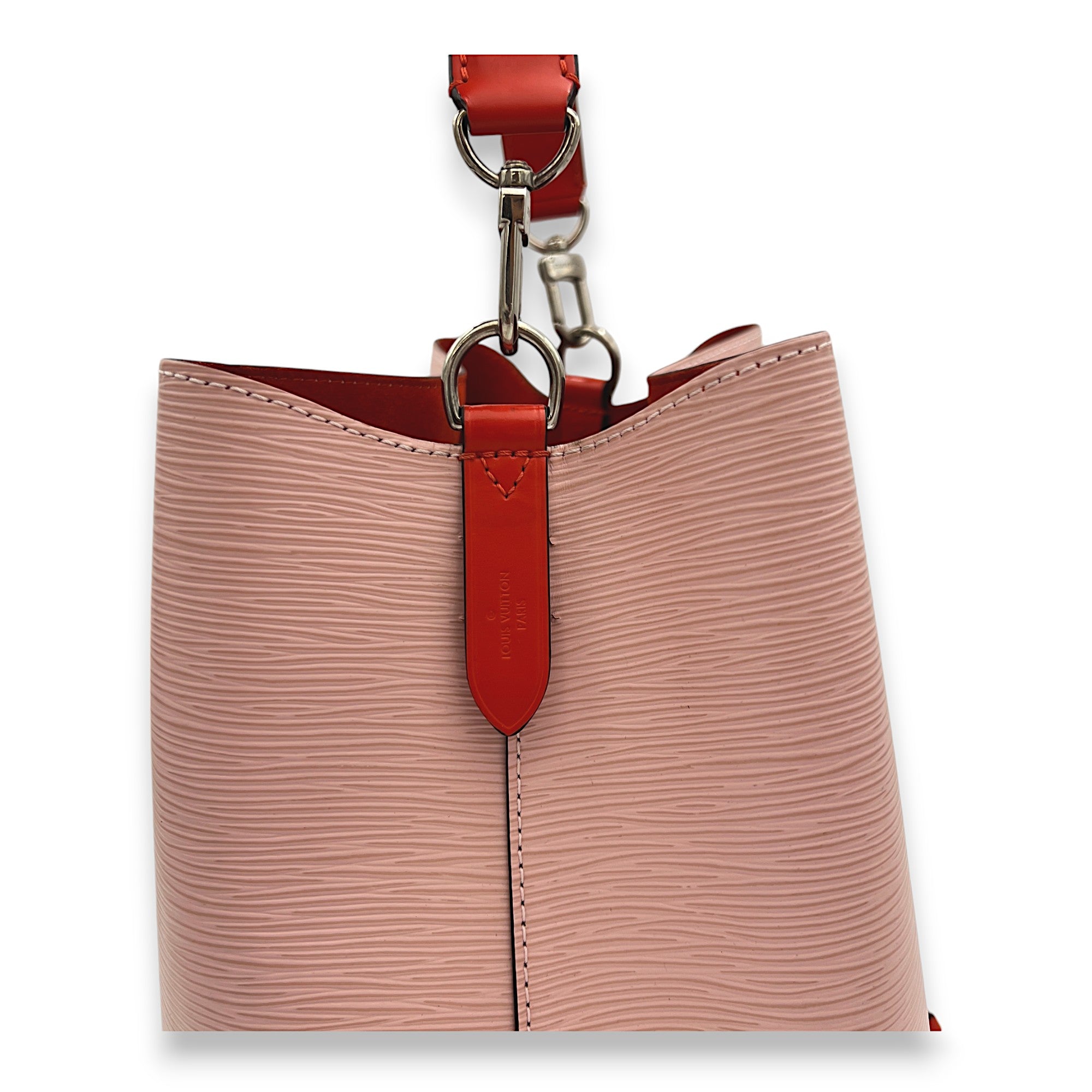 NeoNoe MM Pink Bucket Bag in Epi Leather, Silver hardware