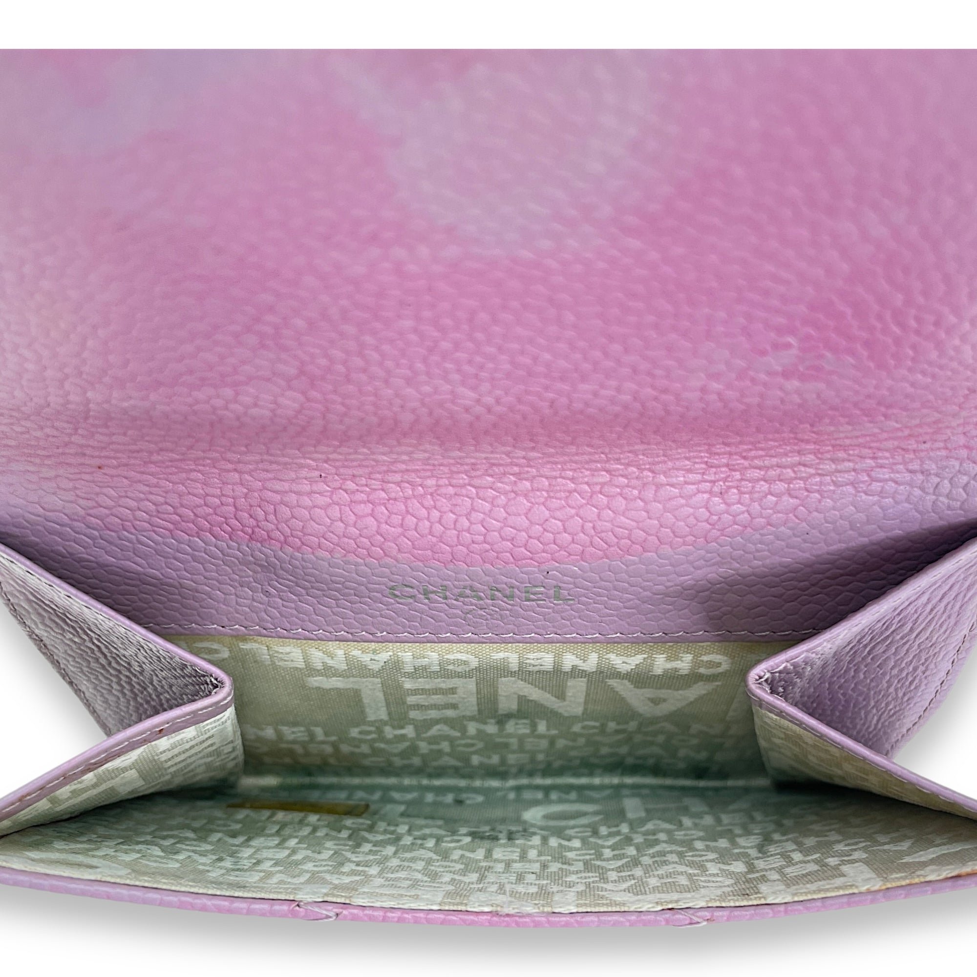 Classic Flap Pink Wallet in Caviar Leather, Silver hardware