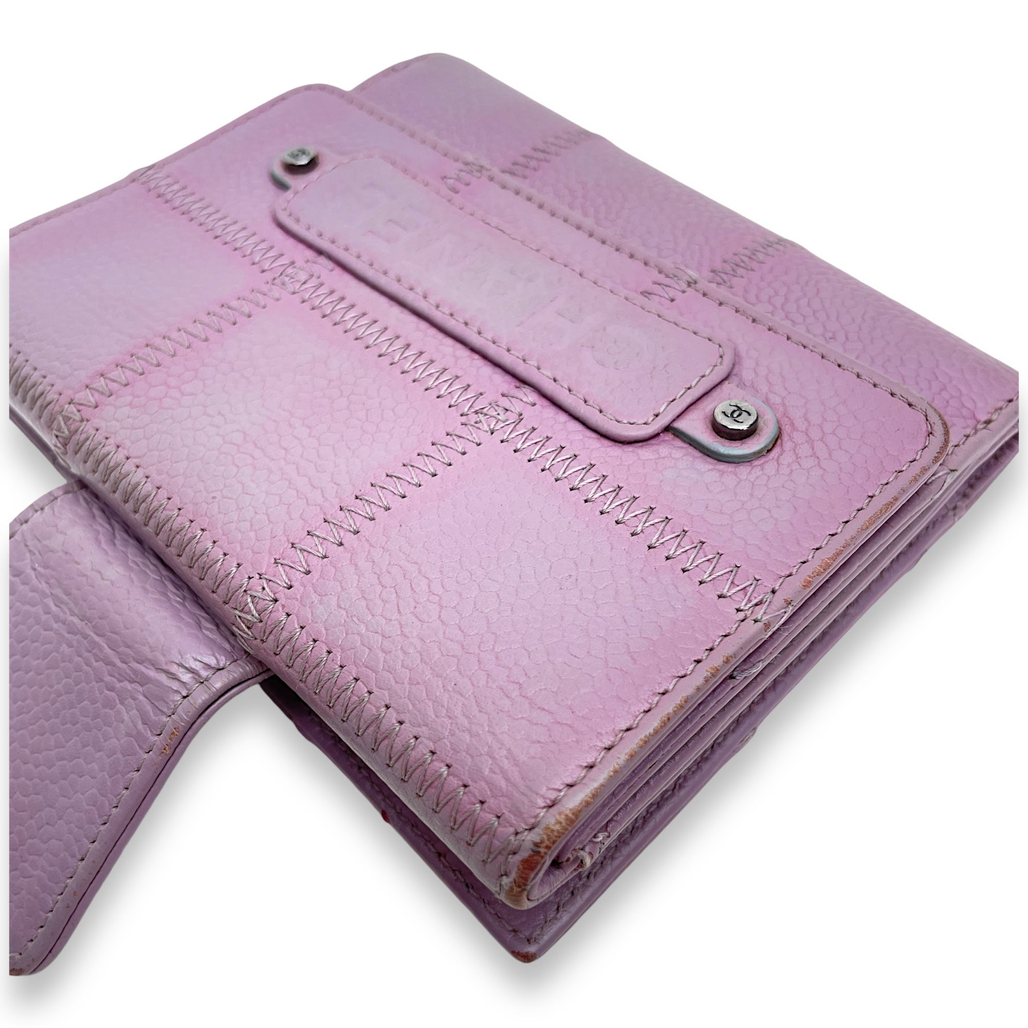 Classic Flap Pink Wallet in Caviar Leather, Silver hardware