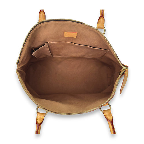 Lockit Horizontal GM Brown Top Handle Bag in Monogram Coated Canvas, Gold hardware