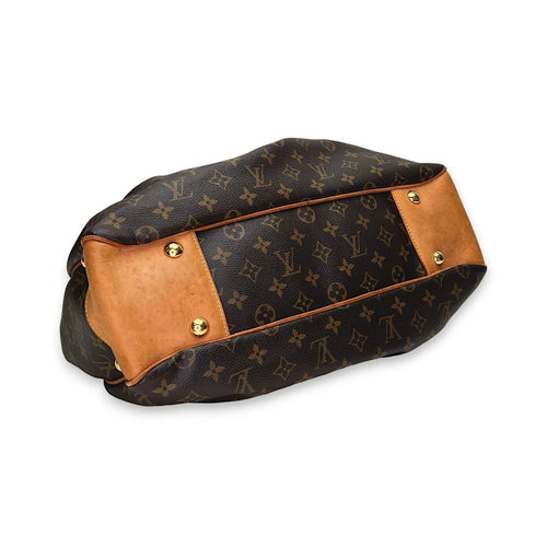 Boetie MM Brown Shoulder Bag in Monogram Coated Canvas, Gold hardware