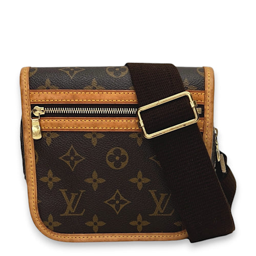 Bosphore Bum Brown Belt Bag in Monogram Coated Canvas, Gold hardware