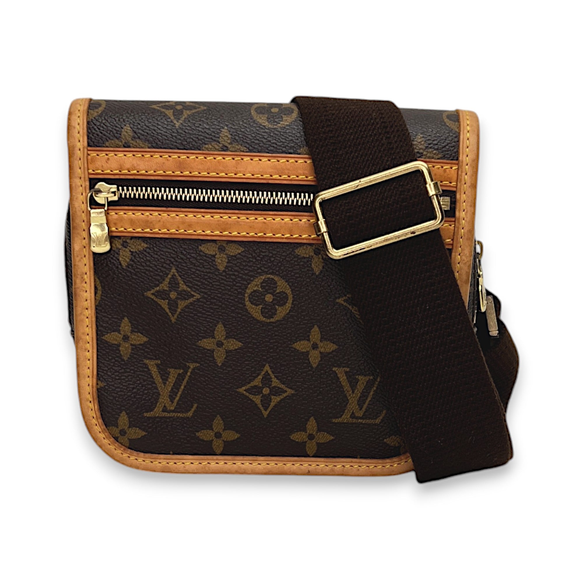 Bosphore Bum Brown Belt Bag in Monogram Coated Canvas, Gold hardware