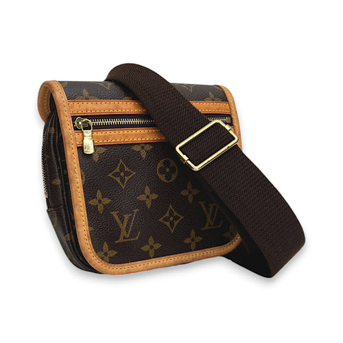 Bosphore Bum Brown Belt Bag in Monogram Coated Canvas, Gold hardware