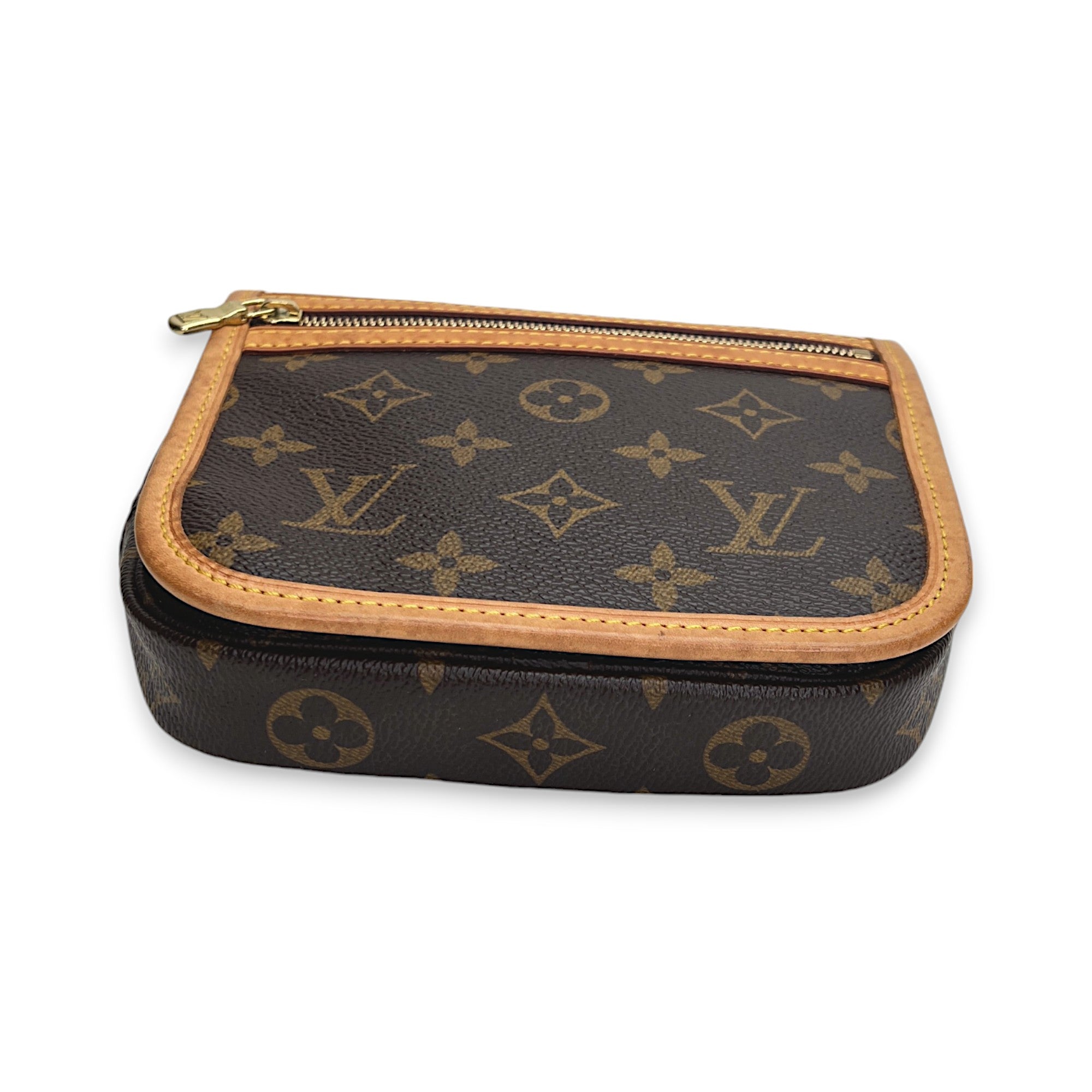 Bosphore Bum Brown Belt Bag in Monogram Coated Canvas, Gold hardware