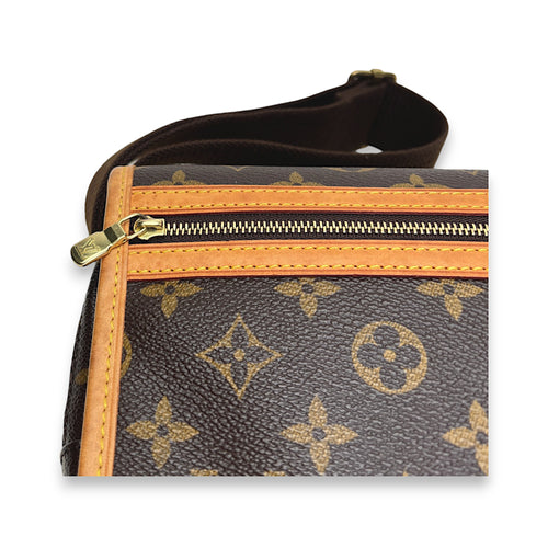 Bosphore Bum Brown Belt Bag in Monogram Coated Canvas, Gold hardware