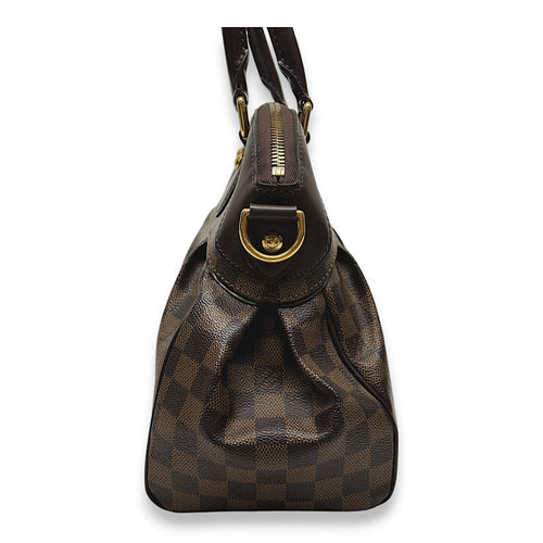 Trevi Damier Ebene PM Brown Top Handle Bag in Coated Canvas, Gold hardware