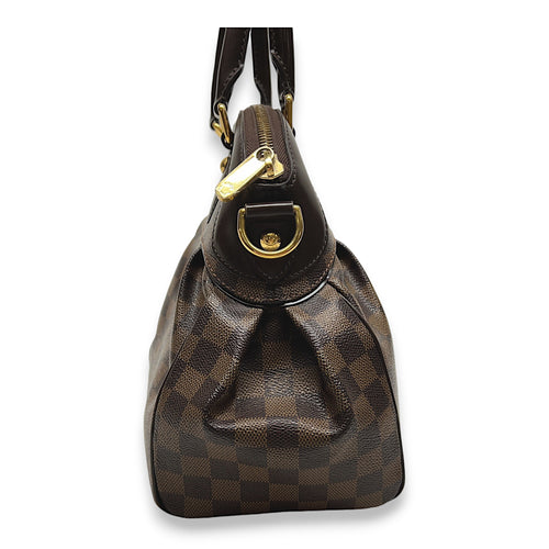 Trevi Damier Ebene PM Brown Top Handle Bag in Coated Canvas, Gold hardware