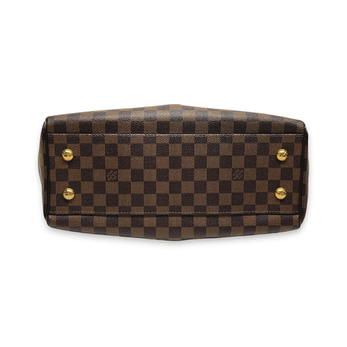 Trevi Damier Ebene PM Brown Top Handle Bag in Coated Canvas, Gold hardware