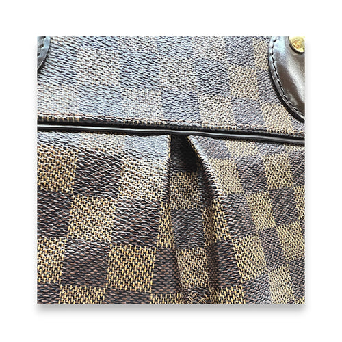 Trevi Damier Ebene PM Brown Top Handle Bag in Coated Canvas, Gold hardware