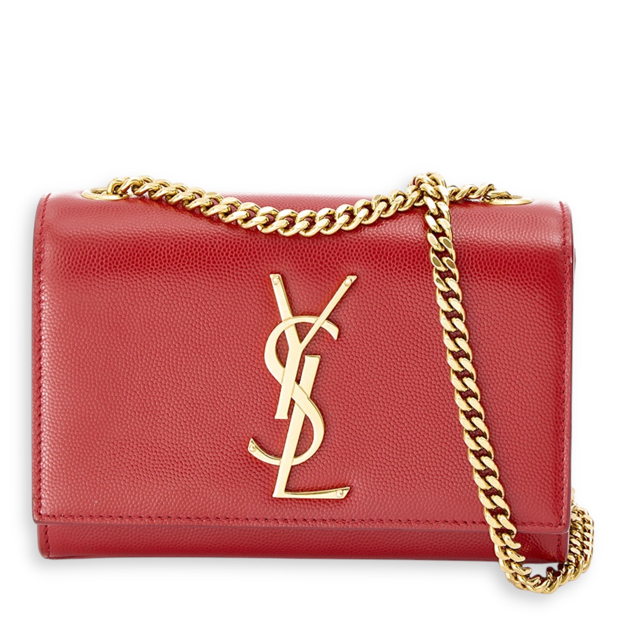 Kate Mini Red Shoulder Bag in Caviar Leather, Gold hardware