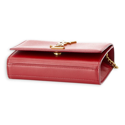 Kate Mini Red Shoulder Bag in Caviar Leather, Gold hardware