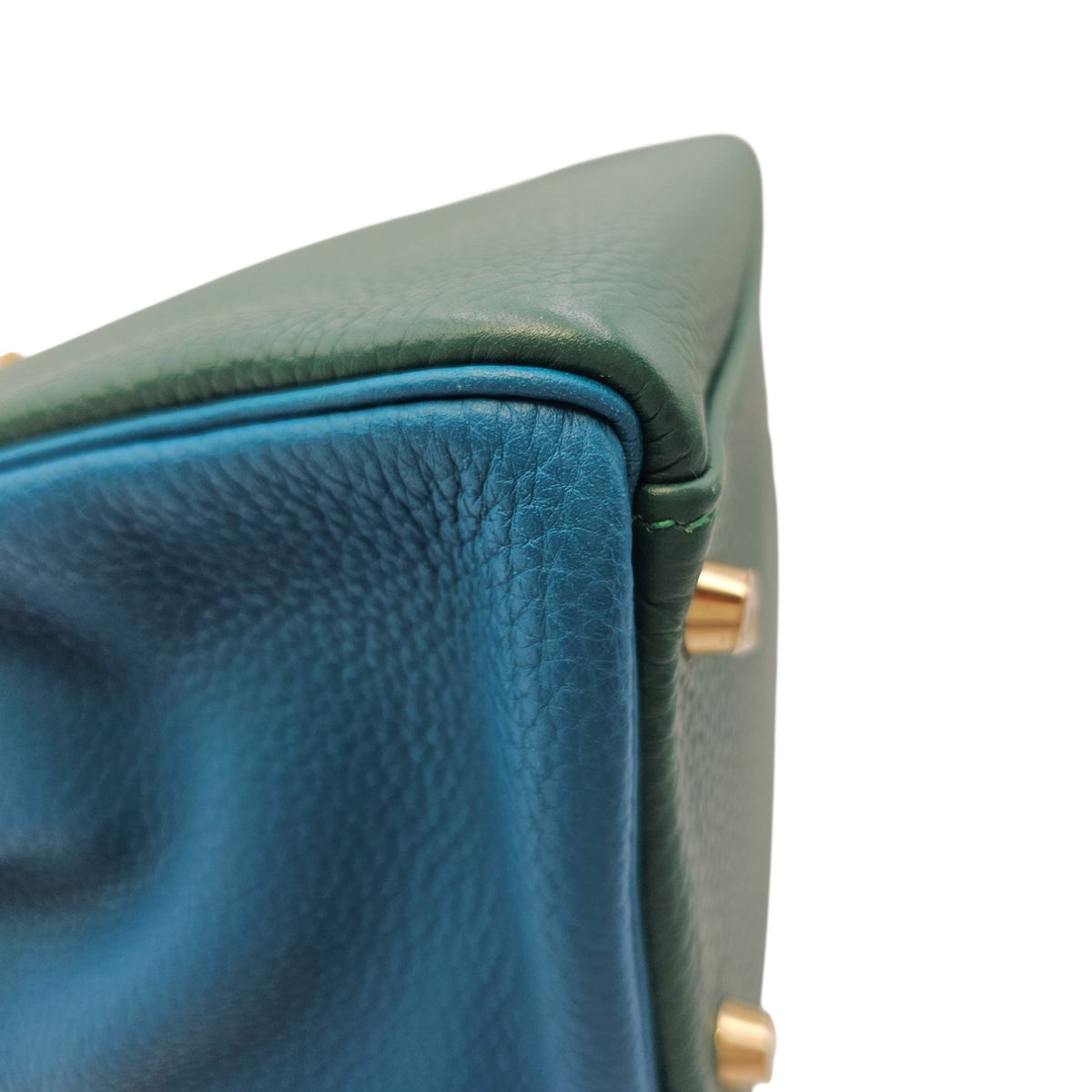 HSS Kelly 32 Malachite/ Blue Izmir in Clemence Brushed Gold hardware