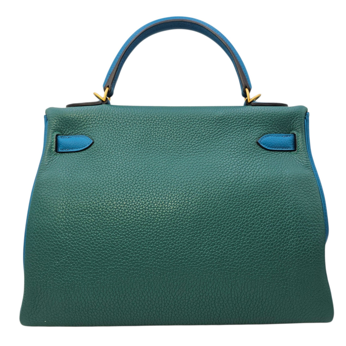 HSS Kelly 32 Malachite/ Blue Izmir in Clemence Brushed Gold hardware