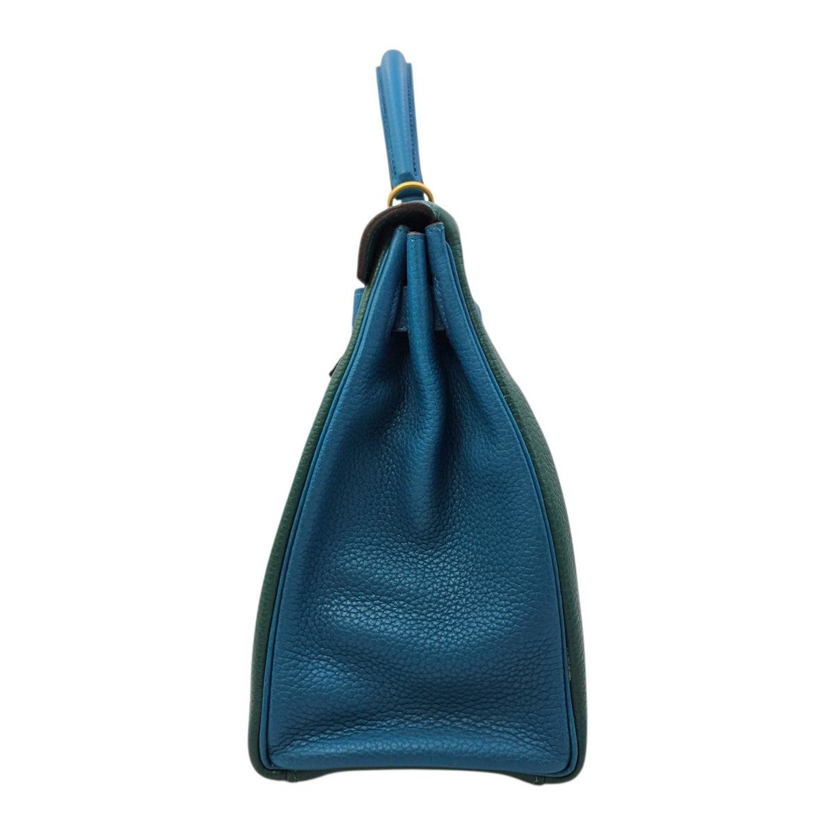 HSS Kelly 32 Malachite/ Blue Izmir in Clemence Brushed Gold hardware