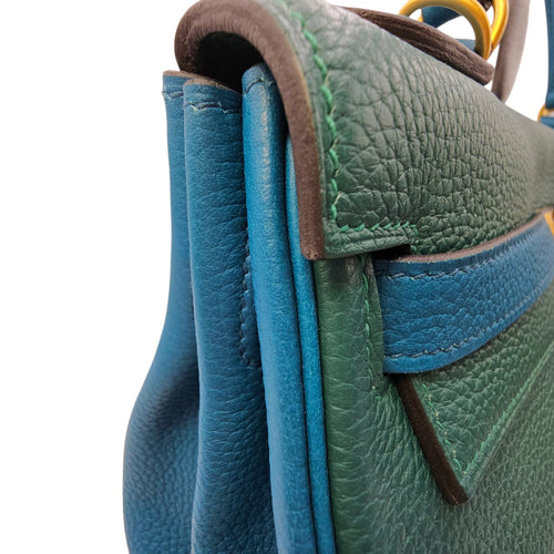 HSS Kelly 32 Malachite/ Blue Izmir in Clemence Brushed Gold hardware