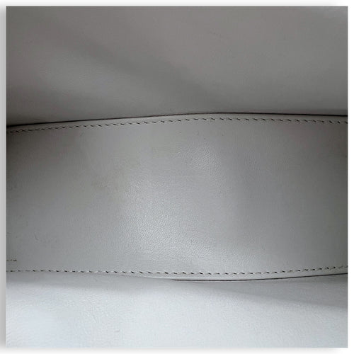 Balenciaga Hourglass XS White Top Handle Bag in Crocodile Embossed Calfskin, Silver hardware_11