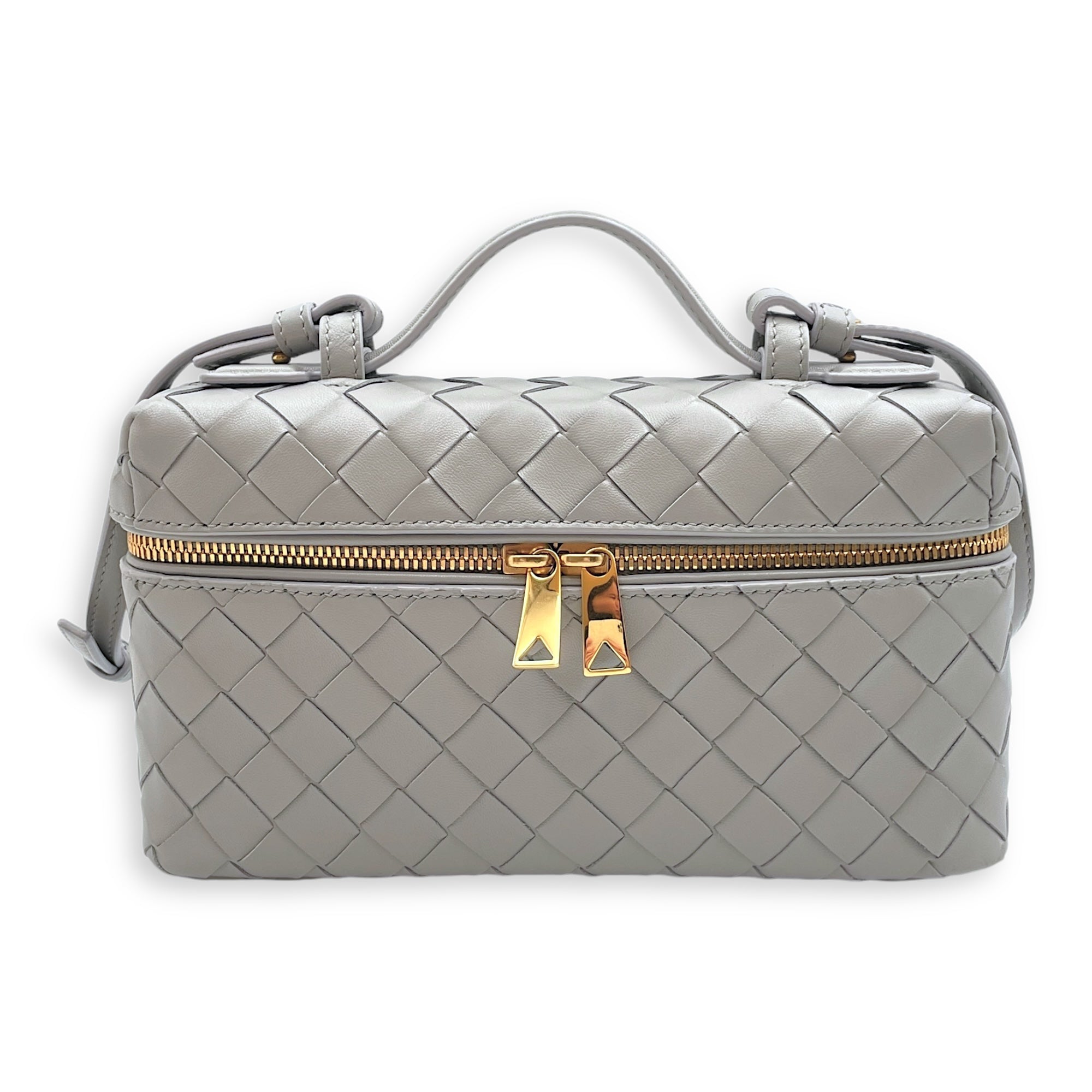 Bang Bang Intrecciato Vanity Case 23x12x6cm Sterling Crossbody Bag in Calfskin, Gold hardware